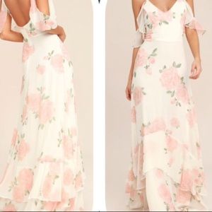 Lulus Take You There Ivory Floral Maxi Dress